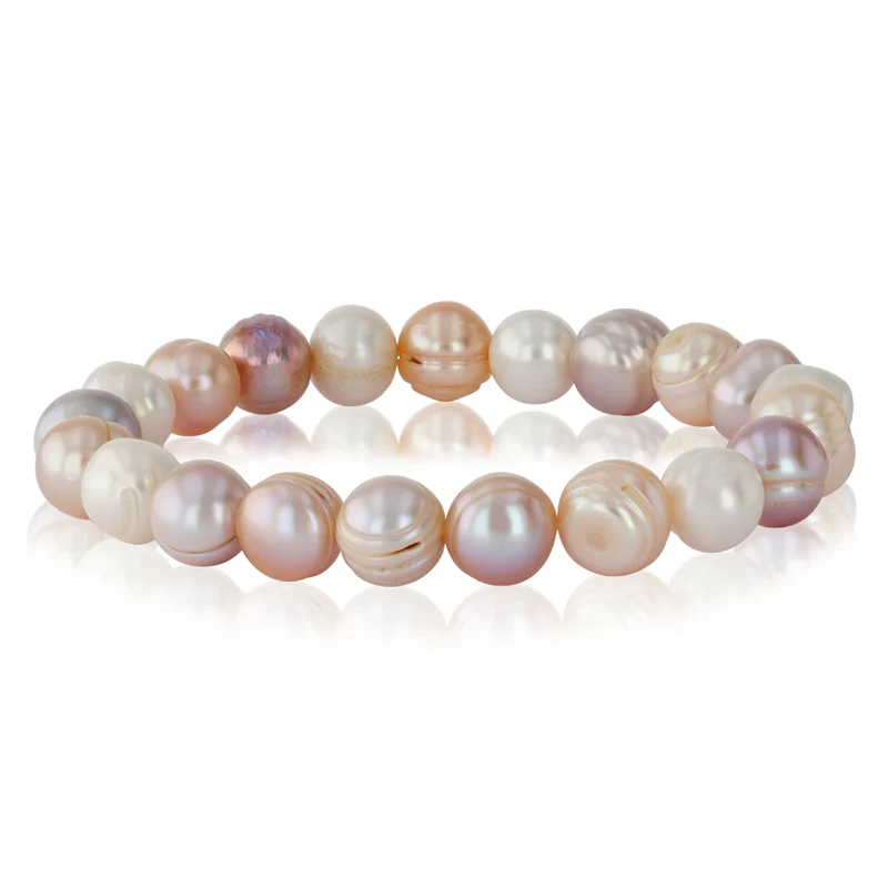 Multi Colour Potato Pearl Elastic Bracelet