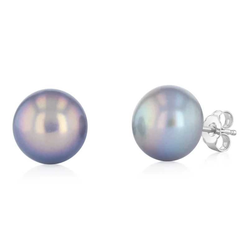 9-10mm Golden Freshwater Pearl Earrings in Sterling Silver