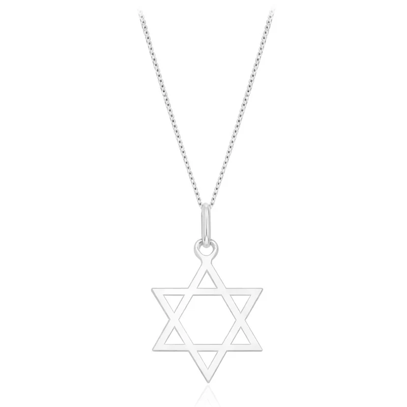 Sterling Silver Rhodium Plated Star of David Pendant