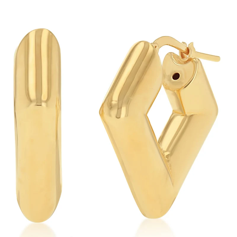 Gold Plated Sterling Silver Square Hoop Earrings
