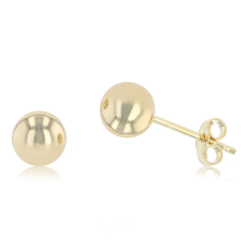 9ct Yellow Gold Silver Filled Ball 6mm Stud Earrings