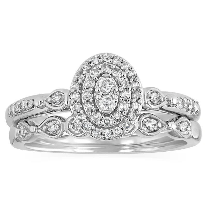 1/4 Carat Diamond 2-Ring Bridal Set in Sterling Silver