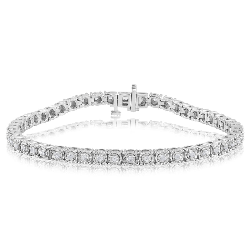0.95 Carat Diamond Tennis 18cm Bracelet in Sterling Silver