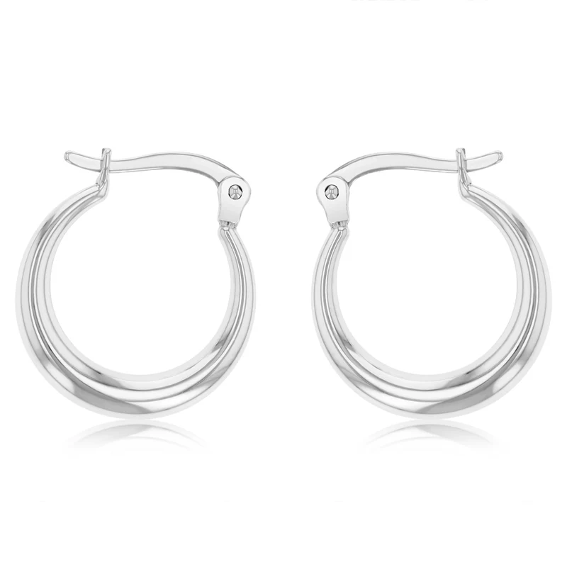 14ct White Gold Silver Filled Creole Hoop Earrings