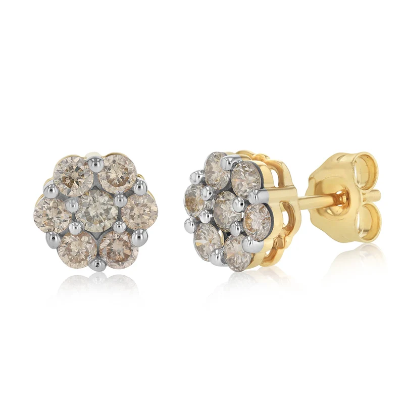 3/4 Carat Diamond Stud Earrings in 9ct Yellow Gold