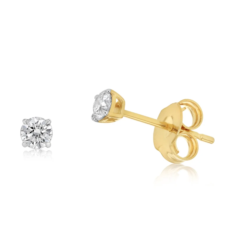 Luminesce Lab Grown 1/4 Carat Diamond Solitaire Stud Earrings in 9ct Yellow Gold