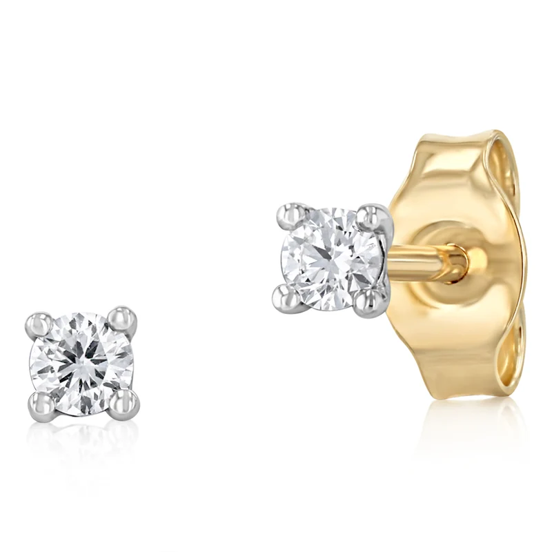 Luminesce Lab Grown 1/10 Carat Diamond Solitaire Stud Earrings in 9ct Yellow Gold