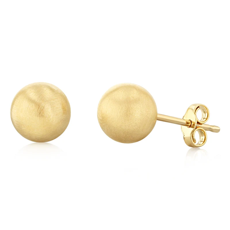 9ct Yellow Gold 7mm Polished Ball Stud Earrings