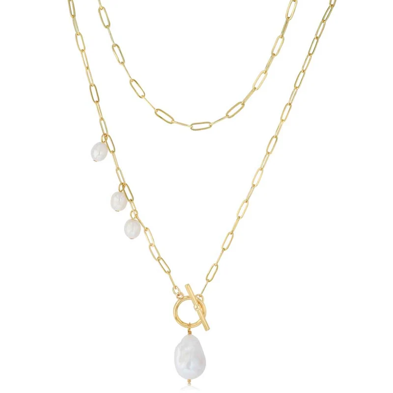 Baroque Pearl Necklace Gold Plated