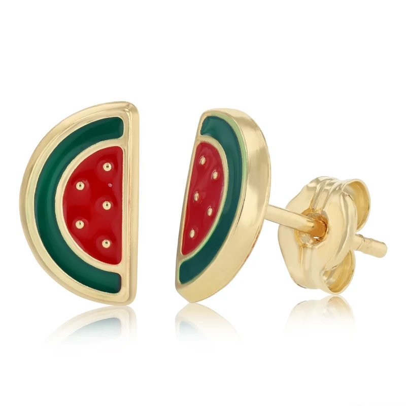 Watermelon Stud Earrings in 9ct Yellow Gold