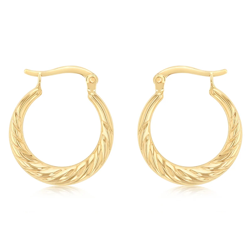 9ct Yellow Gold Twisted Creole Hoop Earrings