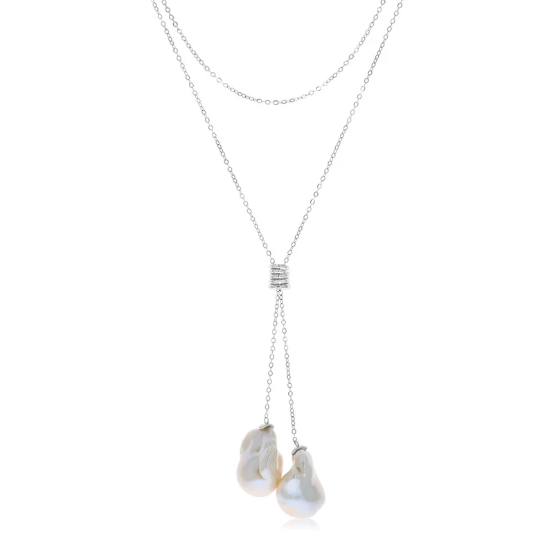 Freshwater Baroque Pearl Drop Chain in Sterling Silver
