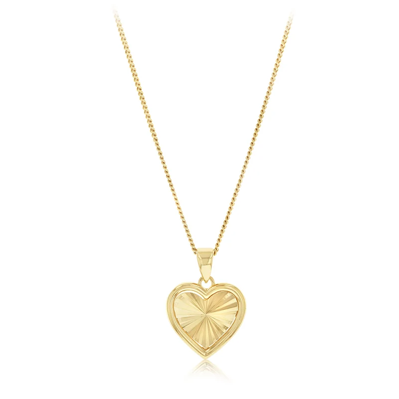 9ct Yellow Gold Fancy Dicut Heart Pendant