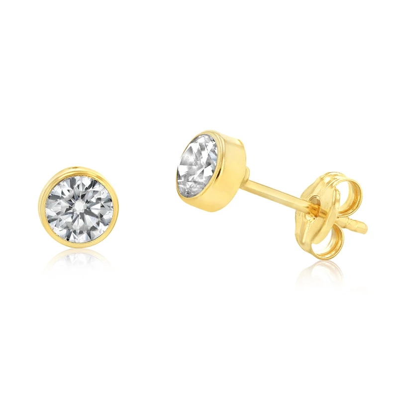 Cubic Zirconia 4mm Stud Earring in 9ct Yellow Gold