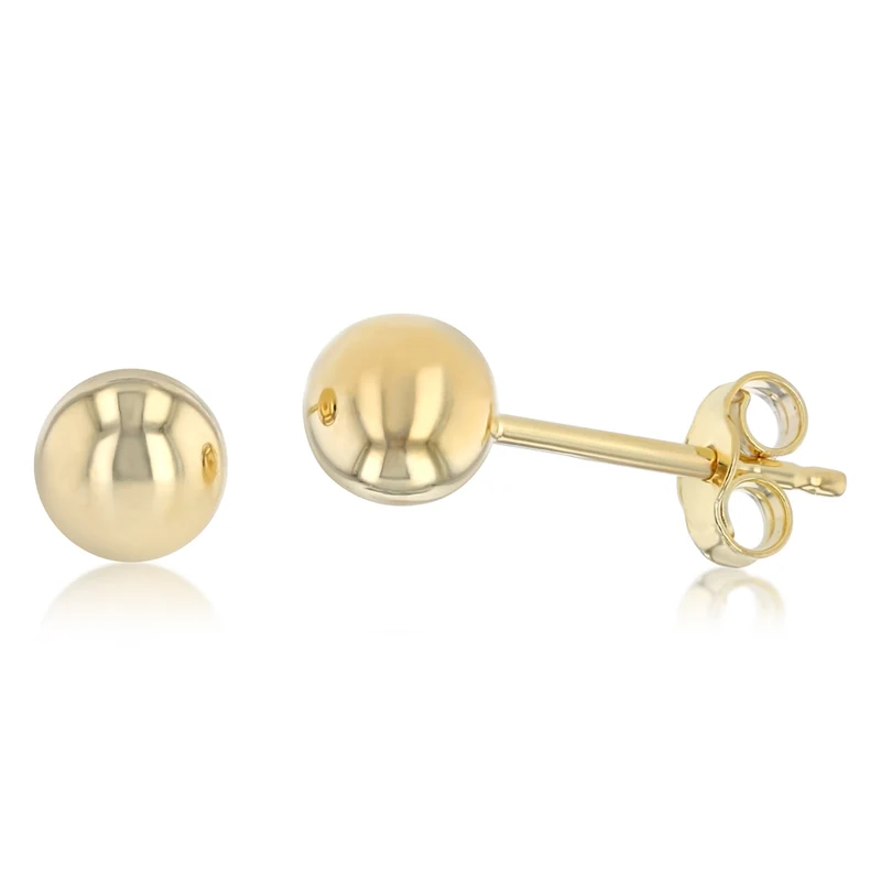 9ct Yellow Gold Silver Filled Ball 5mm Stud Earrings