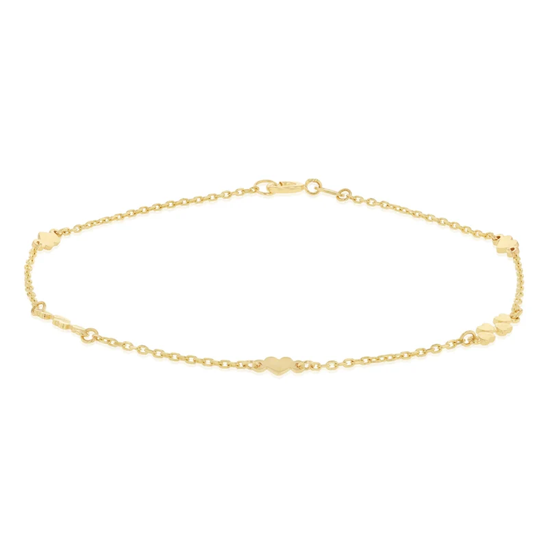 Mini Heart 19cm Bracelet in 9ct Yellow Gold