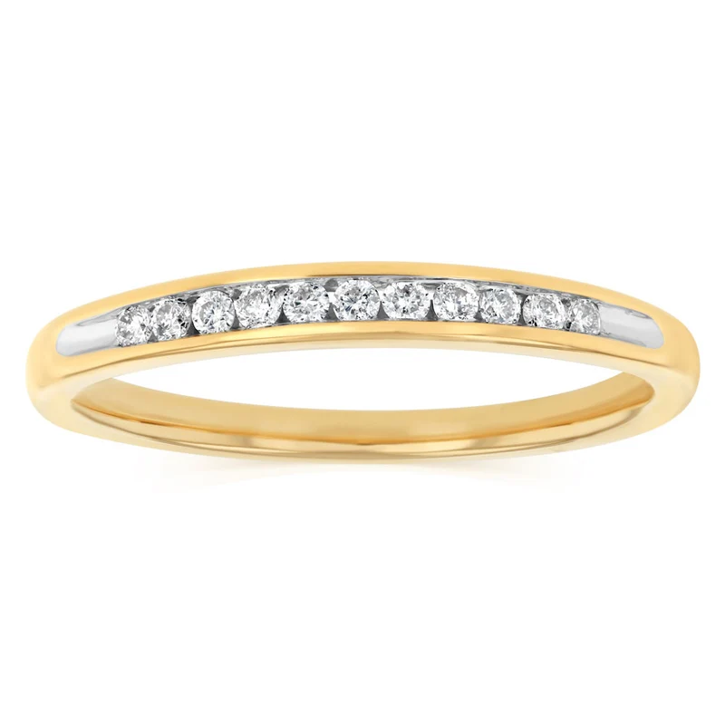 1/10 Carat Diamond Eternity Straight Ring in 9ct Yellow Gold