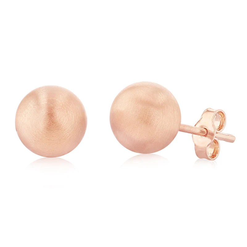 9ct Rose Gold 7mm Polished Ball Stud Earrings