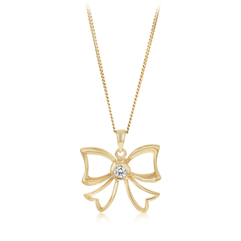 Luminesce Lab Grown 1/10 Carat Diamond Ribbon Pendant in Gold Plated Silver