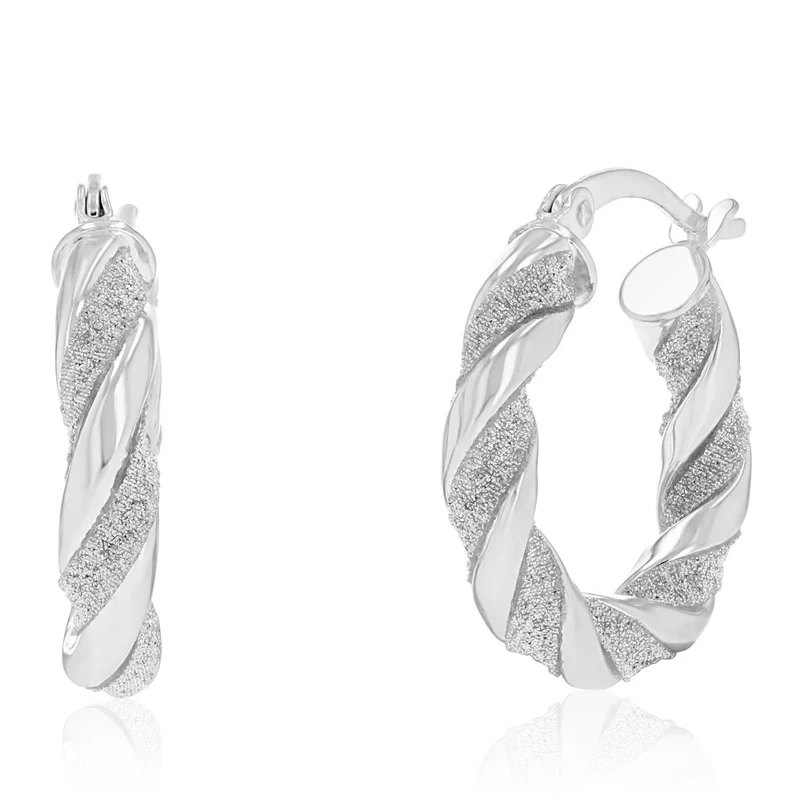 20mm Stardust Twist Hoop Earrings in Sterling Silver