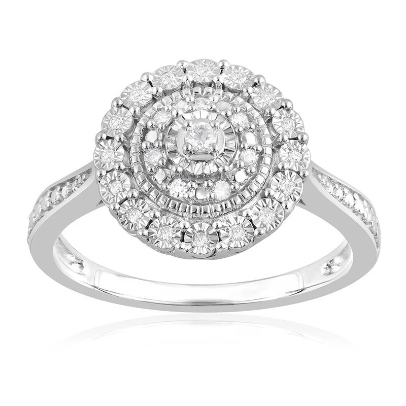 24 Diamonds Ring in Sterling Silver