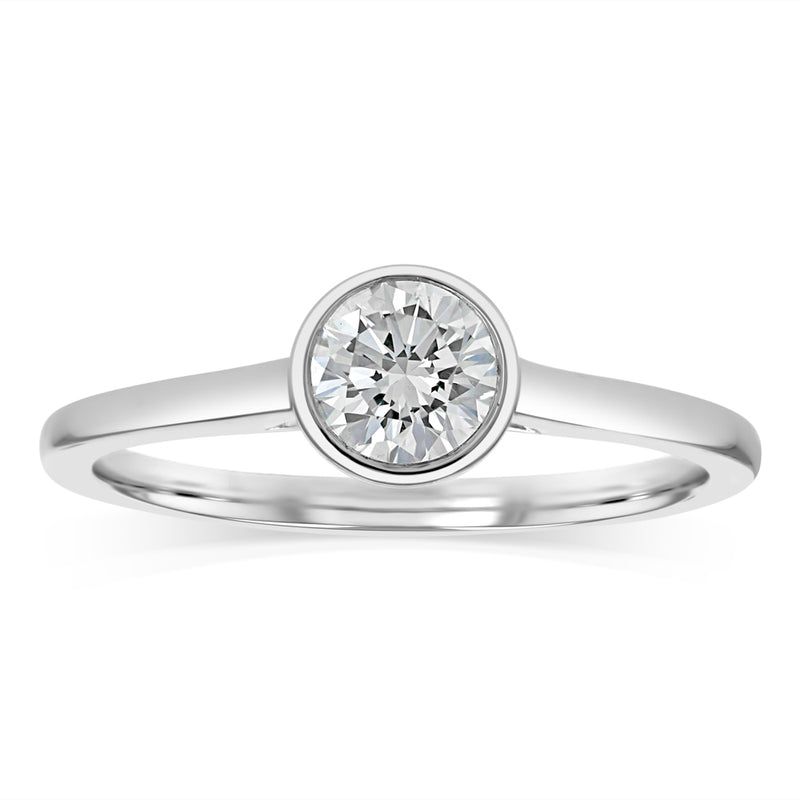 Luminesce Lab Grown 1/2 Carat Diamond Bezel Solitaire Ring in Sterling Silver