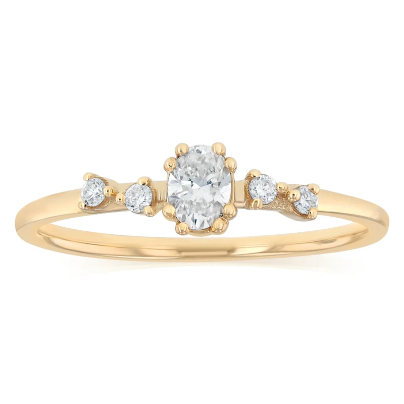 Luminesce Lab Grown 0.26 Carat Diamond Oval Ring in 9ct Yellow Gold