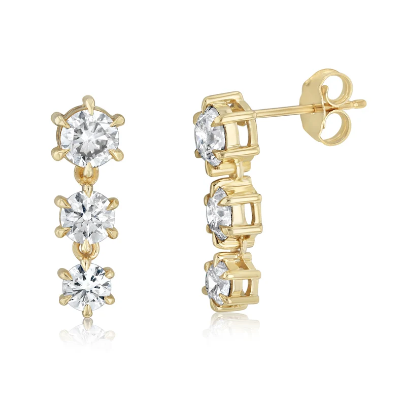 2 Carat Diamond Drop Earrings in 9ct Yellow Gold
