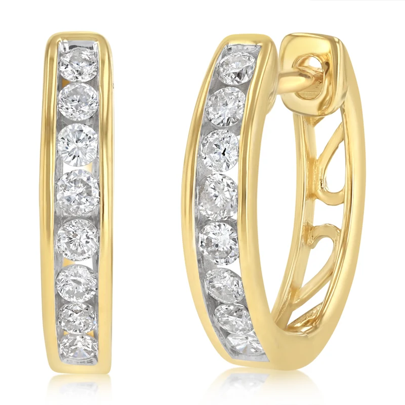 1/4 Carat Diamond Hoop Earrings in 9ct Yellow Gold