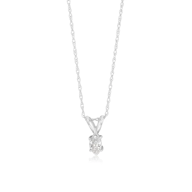 1/10 Carat Diamond Solitaire Pendant in 14ct White Gold on 46cm Chain
