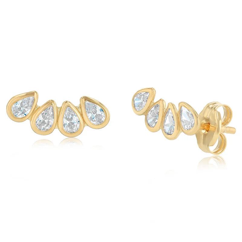 Climber Stud Earrings in 9ct Yellow Gold