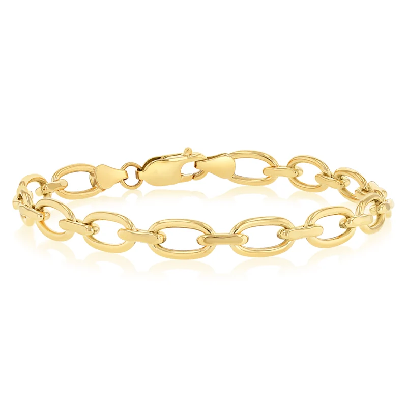 9ct Yellow Gold Copperfilled Oval Link 19cm Bracelet