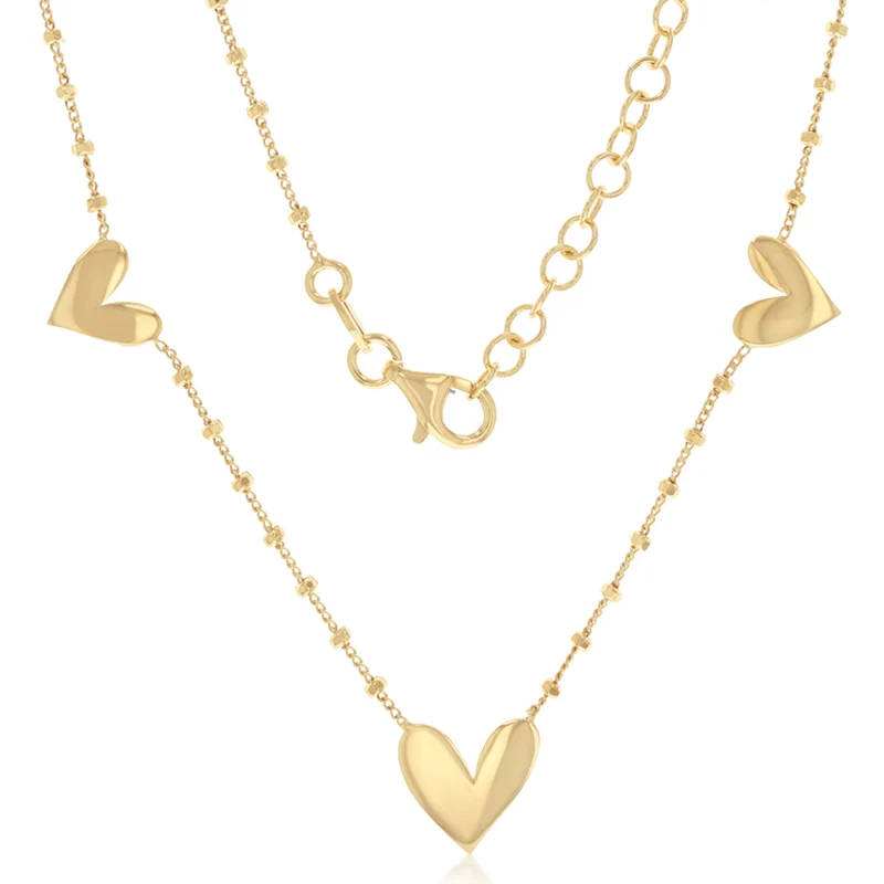 Gold Plated Sterling Silver Hearts Necklace