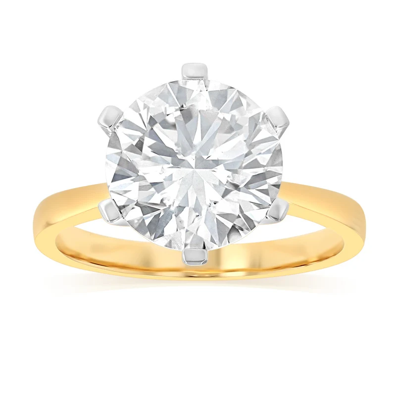 Luminesce Lab Grown 4 Carats Certified Diamond Solitaire Ring in 18ct Yellow Gold