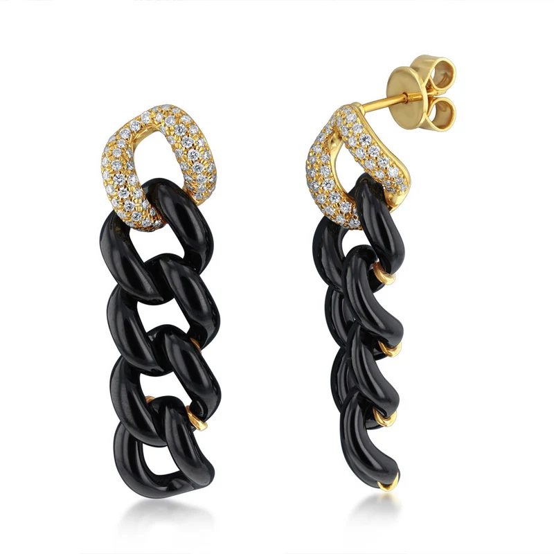 Luminesce Lab Grown 1/2 Carat Diamond Drop Earrings in Gold Plated Sterling Silver & Black Ceramic