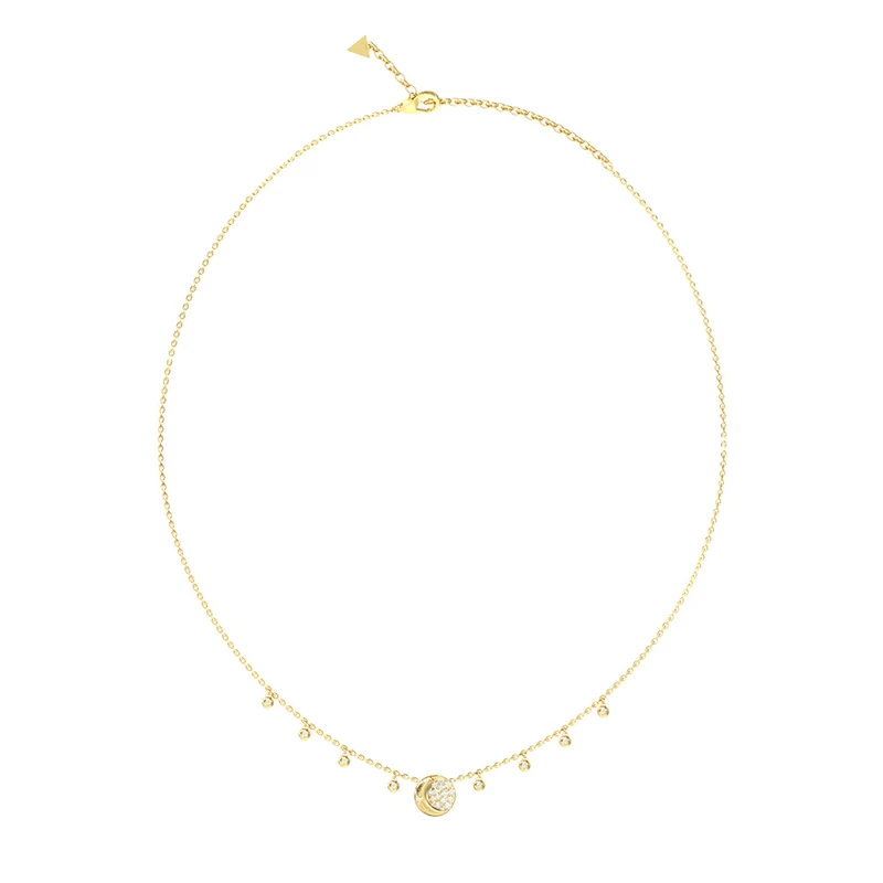 Guess Gold Plated Stainless Steel Aurora Pave Fringes Necklace