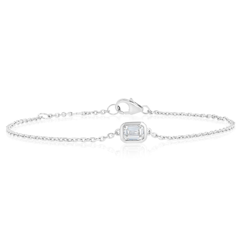 Luminesce Lab Grown 1/2 Carat Diamond Emerald Bezel Adjustable Bracelet in Sterling Silver