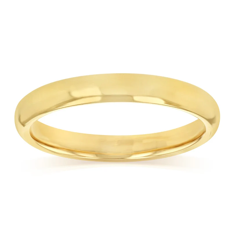 3mm Hollow Comfort Fit Ring in 9ct Yellow Gold