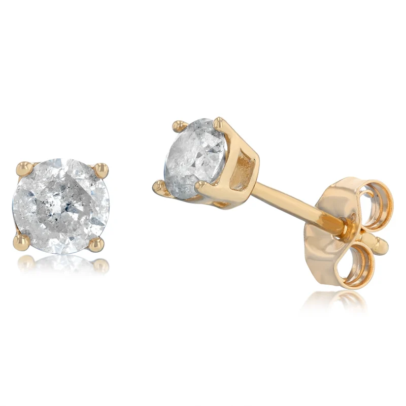 0.45 Carat Diamond Solitaire Studs Earring in 14ct Yellow Gold