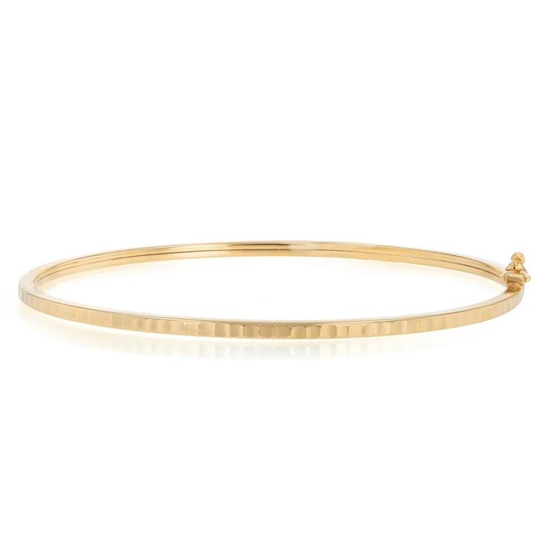 9ct Yellow Gold Silverfilled Dicut Square Tube Bangle