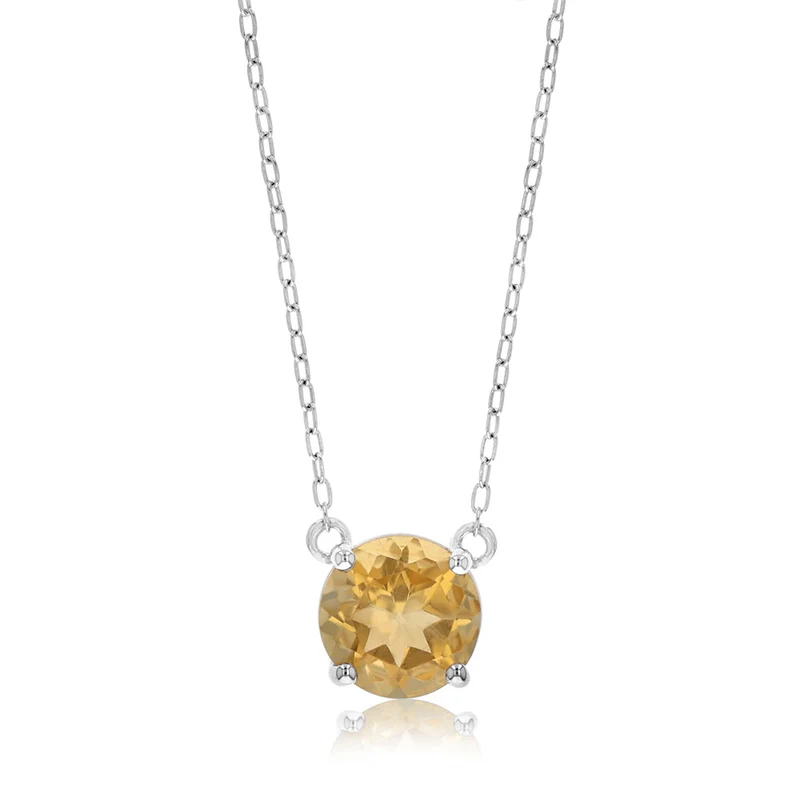 Natural Citrine Pendant with 45cm Chain in Sterling Silver