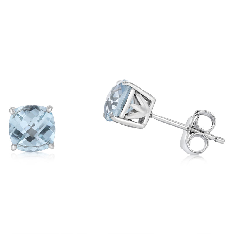 2.20 Carat Swiss Blue Topaz Stud Earrings in Sterling Silver
