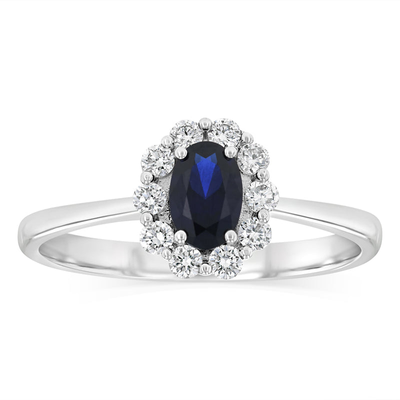0.27 Carat Luminesce Lab Grown Diamond and Created Sapphire Ring in 9ct White Gold