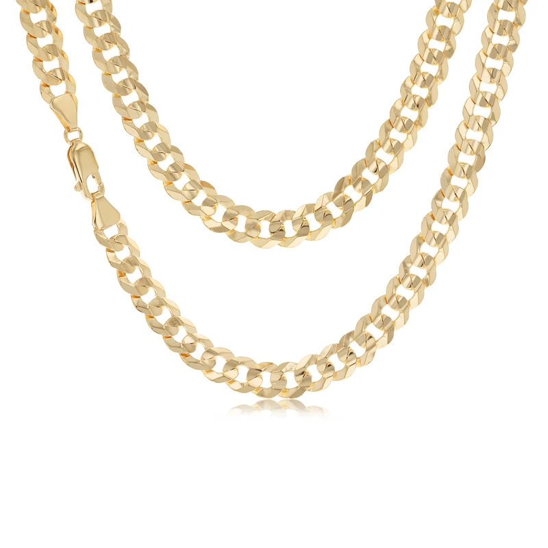 9ct Yellow Gold Curb Concave Lightweight 150 Gauge 55cm Chain