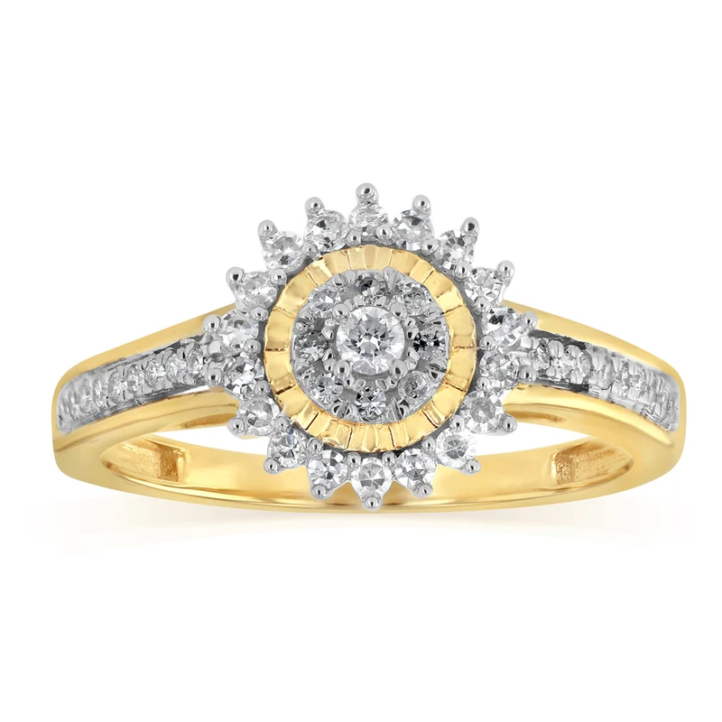 1/4 Carat Diamond Ring in 9ct Yellow Gold