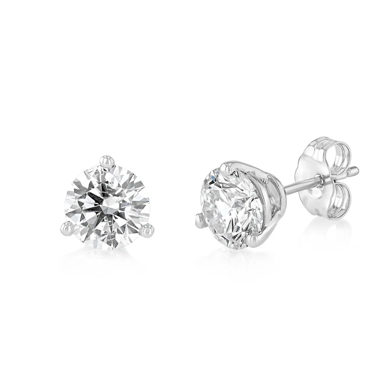 Luminesce Lab Grown 2 Carat Diamond Solitaire Stud Earrings in Sterling Silver