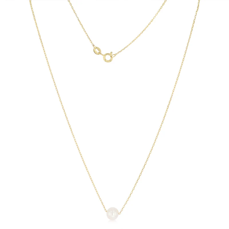 7-8mm White Freshwater Pearl Chain in Gold Plated Sterling Silver