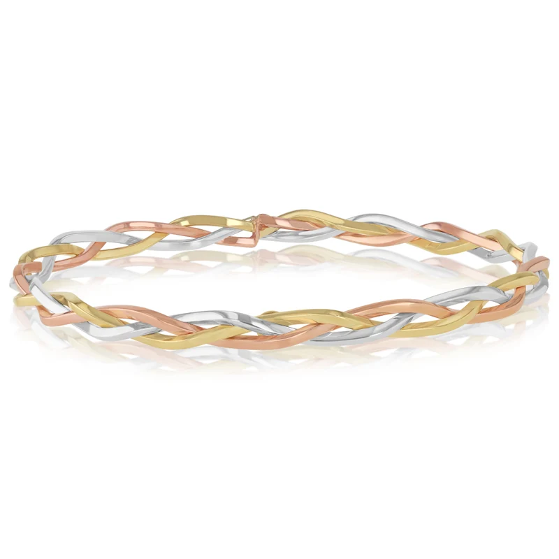 9ct Two-Tone Gold Braided Bangle