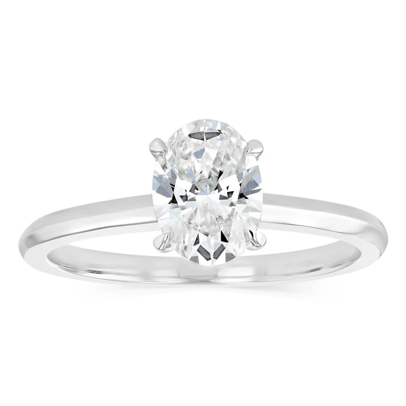 Luminesce Lab Grown 1 Carat Diamond Solitaire Oval Ring in Sterling Silver