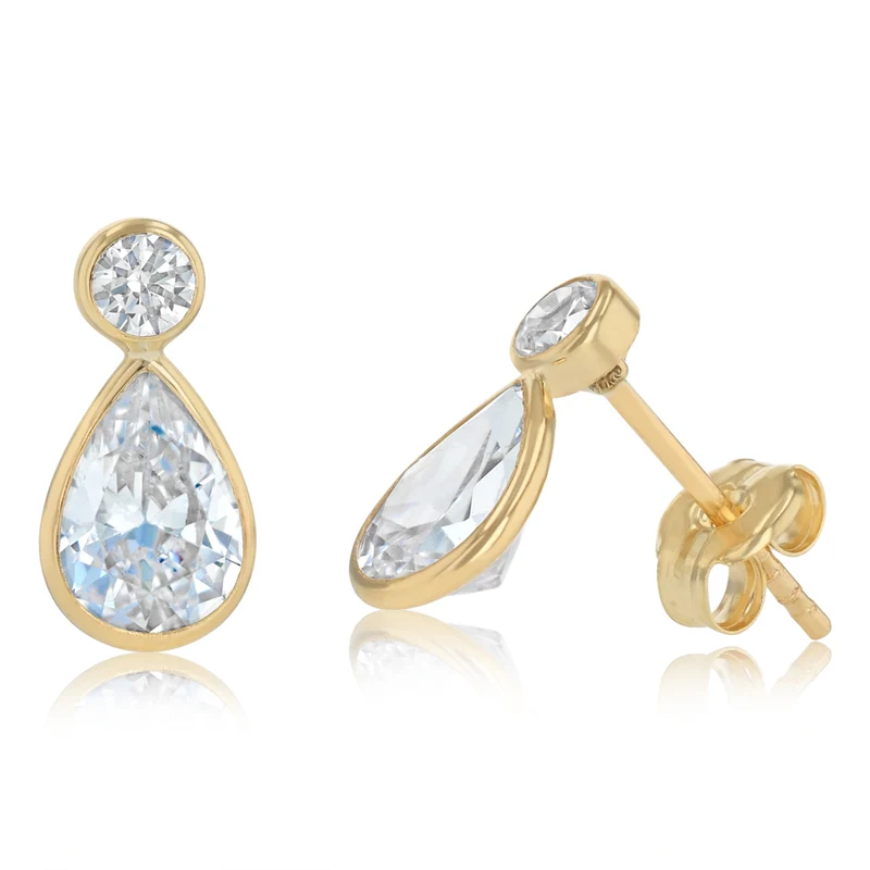 Cubic Zirconia Drop Earrings in 9ct Yellow Gold